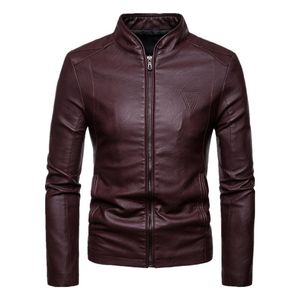 Vestes pour hommes 2021 Mode Automne Veste en cuir pour hommes Plus Taille 4XL Noir Marron Collier Collier Manteaux Biker