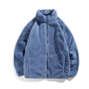 Heren jassen 2021 warme fleece jas mannen rits windscherm winter losse oversize jas vrouwen hiphop herfst