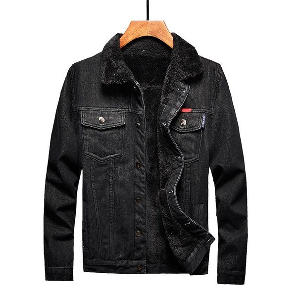 Chaquetas de hombre 2021 invierno cálido negro chaqueta de mezclilla polar grueso cortavientos Cuello de piel vaquero moda algodón Jean prendas de vestir exteriores abrigos M-5XL