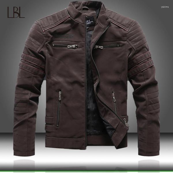 Chaquetas para hombres 2022 Otoño Invierno Chaqueta de cuero para hombres Casual Moda Stand Collar Motocicleta Hombres Slim Alta Calidad PU Abrigos