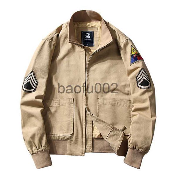 Vestes pour hommes 2022 Brad Pitt Fury WW2 Tanker Khaki Spring Military Cotton Bomber Jacket Lightweight Men's Cotton Tanker Jacket J230724