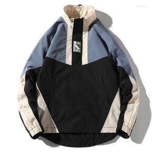 Vestes pour hommes 2022 hommes Hip Hop veste printemps manteau Harajuku rétro couleur bloc Patchwork coupe-vent Streetwear Vintage surdimensionné