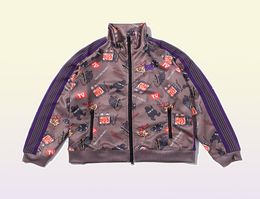 Jackets para hombres 2022 Agujas Men Brown Mujeres Butterfly Hip Hop Jacket de pista High Street Outerwear Streetwear Rion Sports Coats6018896