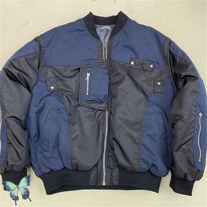 Vestes pour hommes 2022 Notabsent Fonctionnel Multi-Zip VIBE Bomber Jacket Colorblock Button Noir Bleu Foncé Hommes Vestes T221202