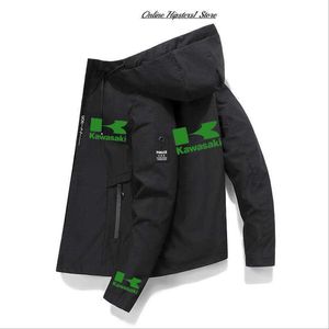 Vestes pour hommes 2022 printemps Kawasaki hommes à capuche manches mode décontractée coupe-vent coupe-vent vêtements Outwear Biker aventure Clothin veste T221017