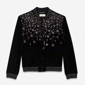 Vestes pour hommes 2022 Star Européenne Strass Zipper Baseball Veste Hommes Manteau Automne Rétro High Street Couple Bomber Saint Paris x0920