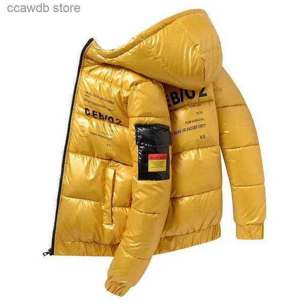 Vestes pour hommes 2022 hiver veste pour hommes décontracté chaud épais manteau à la mode à capuche Parkas vêtements pour hommes coupe-vent jaune brillant veste T240109