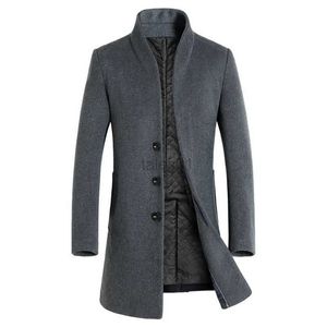 Vestes pour hommes 2022 hiver hommes mi-longueur coupe ajustée manteau couleur unie personnalisé polyvalent laine manteau coupe-vent manteau hommes wearzln231108