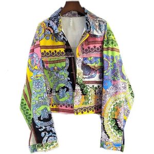 Men S Jackets 2023 Autumn Abstract Patroon Gedrukte denim jas Dames Fashion Vintage lange mouwen Tops Single Breasted Coats voor vrouwelijke 230508