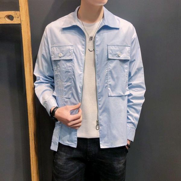 Chaquetas de hombre 2023 otoño Anorak abrigo suelto coreano superior chaqueta informal herramientas japonesas gran bolsillo algodón azul recomendar