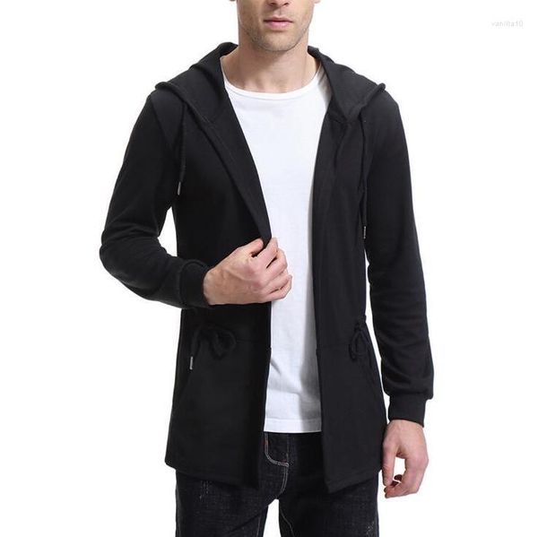 Vestes pour hommes 2023 automne tendance européenne hommes noir à capuche manteau veste grande taille mâle mode décontracté Long manteau hauts M-5XL