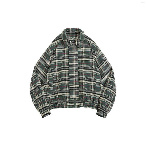 Chaquetas para hombres 2023 otoño coreano Fahion Vintage Plaid chaqueta de béisbol Casual Tops abrigos para hombres y mujeres ropa Homme