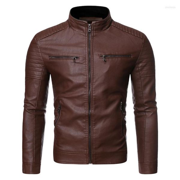 Chaquetas de hombre 2023 otoño cuero Motor hombres moda Slim Bomber impermeable cremallera ropa hombre Stand Collar de talla grande 4XL abrigo