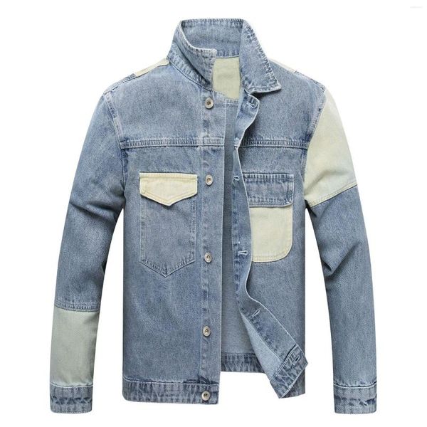 Chaquetas para hombres 2023 otoño hombres sueltos casual fresco patchwork colores surtidos chaqueta de mezclilla hermosa