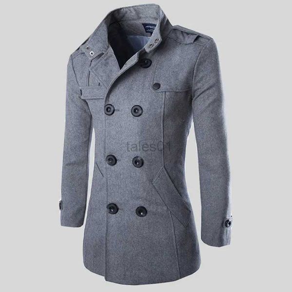 Chaquetas para hombres 2023 Otoño Hombres Boutique Negro Gris Clásico Color Sólido Abrigos Cálidos Gruesos Hombres Extra Largo Trench Coat Male Jacketzln231108