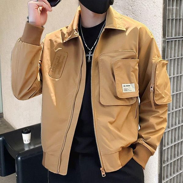 Vestes pour hommes 2023 automne hommes Bomber couture poches hommes veste japonais Streetwear contraste Vintage manteau