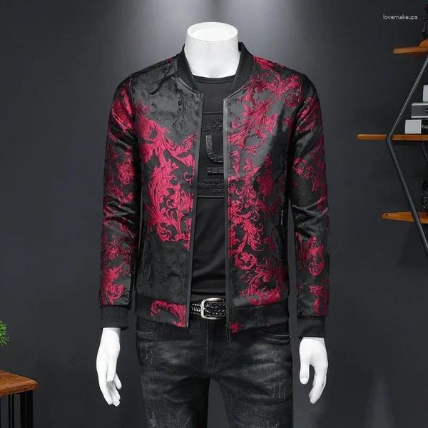 Vestes pour hommes 2023 Automne Paisley Imprimer Veste décontractée Mode Hommes Vintage Business Bomber Streetwear Slim Fit Jacquard Manteaux