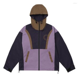 Vestes pour hommes 2023 Automne Unisexe Oversize Vintage Color Block Veste imperméable Manteau Polyester Coupe-vent Tops Hommes Harajuku Mince