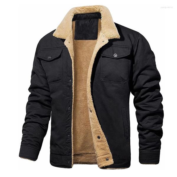 Chaquetas de hombre 2023 otoño chaqueta gruesa cálida abrigo de moda Casual sólido bolsillo ropa de calle ropa de pecho verde militar