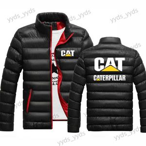 Vestes pour hommes 2023 Automne Hiver Cat Caterpillar Imprimer Casual Couleur Solide Col montant Design Manteau à la mode Populaire Zipper Veste rembourrée T240124