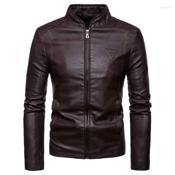 Chaquetas para hombres 2023 Otoño Invierno Versión coreana Moda de alta calidad Chaqueta de cuello de pie Abrigo de cuero Abrigo Ropa de motocicleta