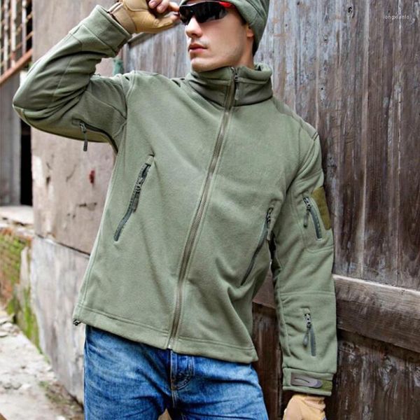 Chaquetas para hombres 2023 Otoño Invierno Forro polar para hombres Abrigo térmico Senderismo Militar Deportes al aire libre Entrenamiento táctico Cepillado Moda