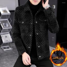 Herenjacks 2023 Autumn Winter Wool Blends Men Klassiek gestreepte slanke Slim Business Coats Sociale Trench Windscheper Chaquetas Hombre