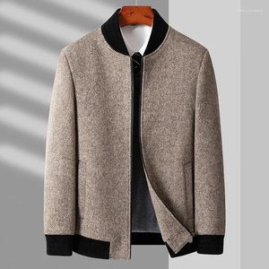 Chaquetas para hombres 2023 Otoño Invierno Lana Hombre Lujo Stand Collar Herringbone Abrigos casuales Moda Slim Fit Espesar Hombre