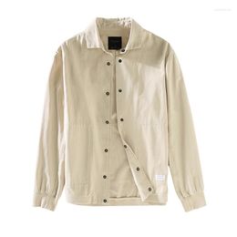 Chaquetas para hombre, otoño 2023, moda informal para jóvenes, versátil, Color sólido, chaqueta japonesa con personalidad Simple, abrigo fino