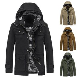 Vestes pour hommes 2023 Vêtements Manteau d'hiver Couleur unie Lâche Casual Capuche détachable Grande taille Veste mâle avec poches Chaquetas