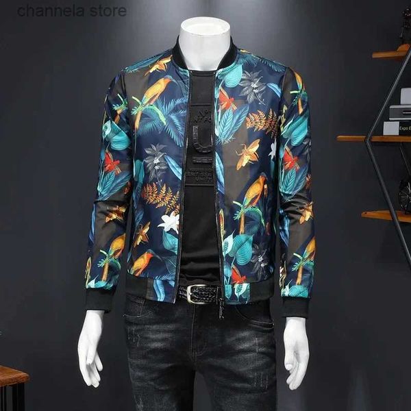 Vestes pour hommes 2023 automne nouveau hommes veste imprimée florale Vintage classique créateur de mode Bomber vestes hommes fête Club tenue Ropa Hombre 6XL T240227