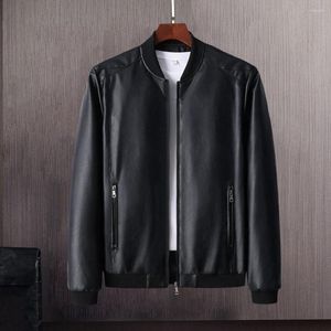 Vestes pour hommes 2023 Mode Faux Veste en cuir Slim Fit Collier PU Manteau Mâle Coupe-vent Moto Revers Diagonal Zipper Vêtements d'extérieur