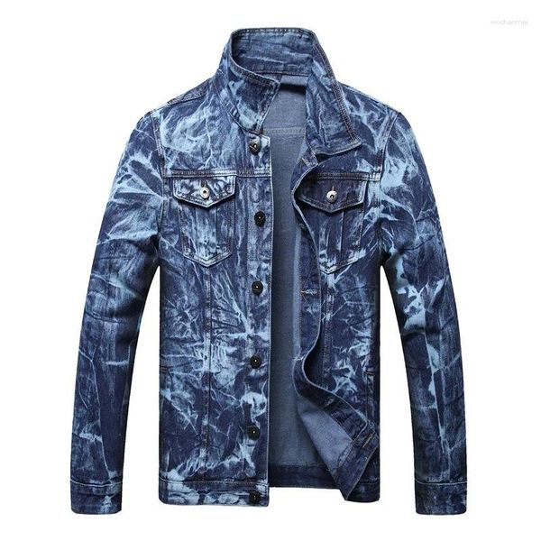 Vestes pour hommes 2023 Mode Tie Dye Imprimé Veste en jean Plus Taille 5XL Coupe ample Jean Manteau Streetwear pour homme