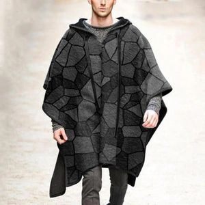 Chaquetas para hombres 2023 Moda Abrigo de invierno Mantón Halloween Cabo gótico Manga de murciélago Chaqueta de fiesta con capucha