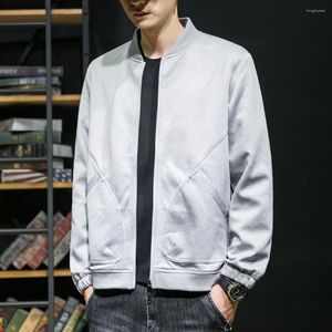 Hommes vestes 2023 gris veste hommes léger Bomber mode vêtements tricoté décontracté manteaux Streetwear Style coréen