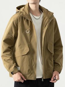 Vestes pour hommes 2023 coupe-vent à capuche hommes veste décontractée chapeau détachable extérieur imperméable et coupe-vent solide manteau à glissière plus taille 8XL