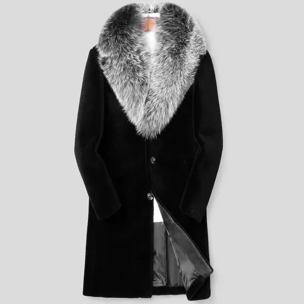 Vestes masculines 2023 Imitation Coat Fluffy Long Faux Collar épaisse tendance hommes Vêtements à fourrure