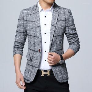 Vestes masculines 2023 Jacket Fashion Brand Brand Slim Automn Quality Fit Fit One Button Blazer Warm Élégant Angleterre