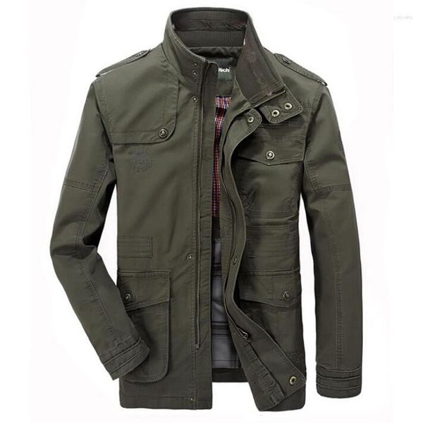 Chaquetas para hombre 2023, chaqueta informal de algodón para hombre, cortavientos, prendas de vestir militares largas, ropa del ejército de talla grande 7XL, gabardinas con bolsillos