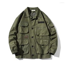 Herenjacks 2023 Japans streetwear leger groen plus size werkjack mannen kleding Harajuku jas Koreaanse mode militair casual werkkleding