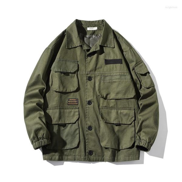 Chaquetas para hombre 2023, ropa informal japonesa, chaqueta de trabajo verde militar de talla grande, ropa para hombre, abrigo Harajuku, moda coreana, ropa de trabajo informal militar