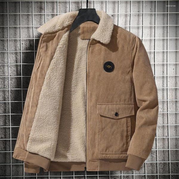 Chaquetas para hombre 2023 chaqueta de pana para hombre forro de felpa espesar invierno para abrigo de manga larga de lana para hombre prendas de vestir de carga informales