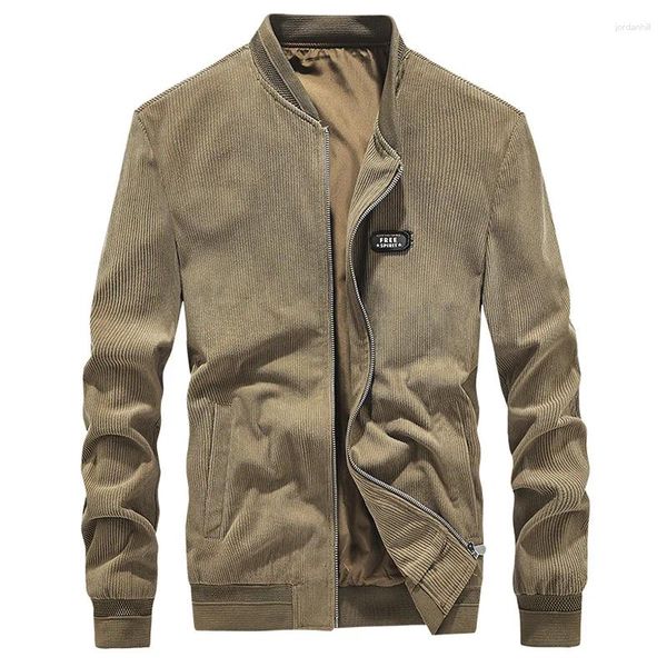 Chaquetas para hombres 2023 Hombres Primavera Otoño Negocio Casual O-Cuello Bomber Chaqueta Abrigo Cálido Clásico Suave Color Sólido Bolsillos Plus