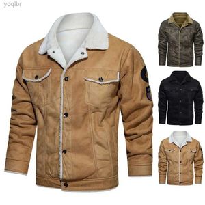 Vestes masculines 2023 hommes automne et hiver plus en velours épais en cuir et bombardier en fourrure jeunesse de mode Pu cuir laine chaude manteau taille m-3xll2404