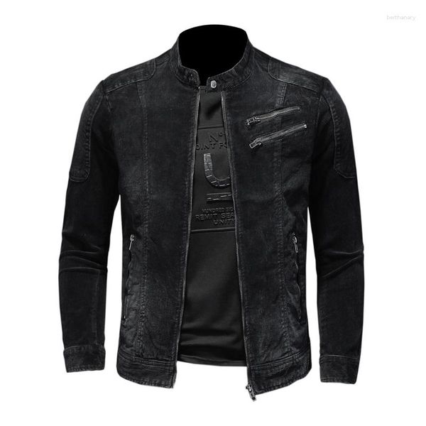 Hommes vestes 2023 hommes Baseball manteau veste affaires décontracté velours côtelé Denim jean col montant noir mode pour hommes S-5XL