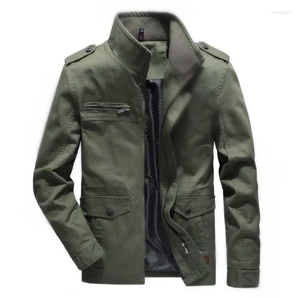 Vestes pour hommes 2023 Veste militaire Hommes Printemps Automne Outdoor Multi-Pocket Mens Casual Manteau Mâle Stand Collier Solide Couleur Vêtements d'extérieur