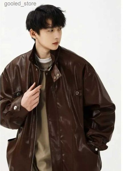 Vestes pour hommes 2023 Moto PU Veste en cuir Hommes Femmes Oversize Casual American Retro Overcoat Unisexe Punk Streetwear Cool Bomber Jacket Q231109