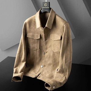 Vestes pour hommes 2023 Nouveaux manteaux en daim pour hommes Printemps Nouveau Senior Texture Tooling Light Business Casual British Jacket Top Casual Outerwear Manteaux J230821