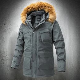 Vestes pour hommes 2023 Parka pour hommes avec plusieurs poches en plein air col de fourrure chaud automne hiver mi-long manteaux doublés 231212