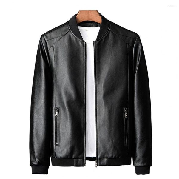 Chaquetas para hombre 2023, chaqueta de cuero Pu para hombre, abrigo informal de otoño para motociclista, abrigos con puños acanalados, prendas de vestir